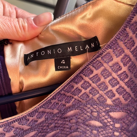 Antonio Melani Purple Lace Overlay Sheath Dress Size 4 - Picture 3 of 3